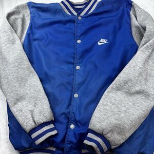 Vtg 90s Nike Grey Tag Reversible Varsity Windbreaker L Gorpcore Streetwear Blue